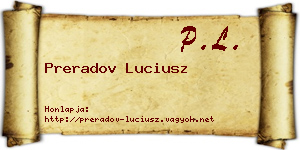 Preradov Luciusz névjegykártya